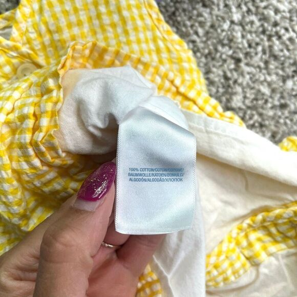 Ralph Lauren Dress Baby 12M Yellow & White Gingham Plaid Sleeveless Button Down - Picture 4 of 5